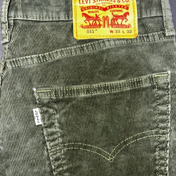 Levi’s 511 Slim Fit Corduroy Pants Olive Green W33 L32 - Picture 3 of 16